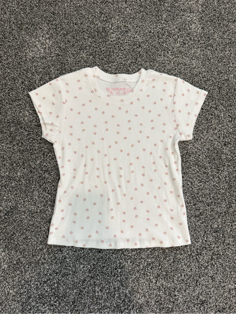Harlow White Tee with Pink Daisy All-Over Print